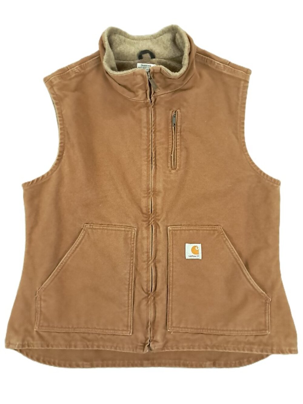 Carhartt Blanket Lined Canvas Vest Women Large Brown Mock Neck WV001 BRN Outdoor